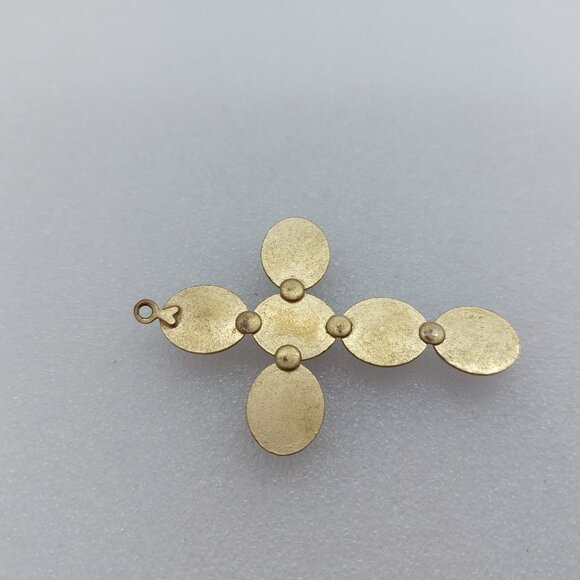 Vintage Gold Tone Amethyst Necklace 2" Cross Pendant - Picture 7 of 7